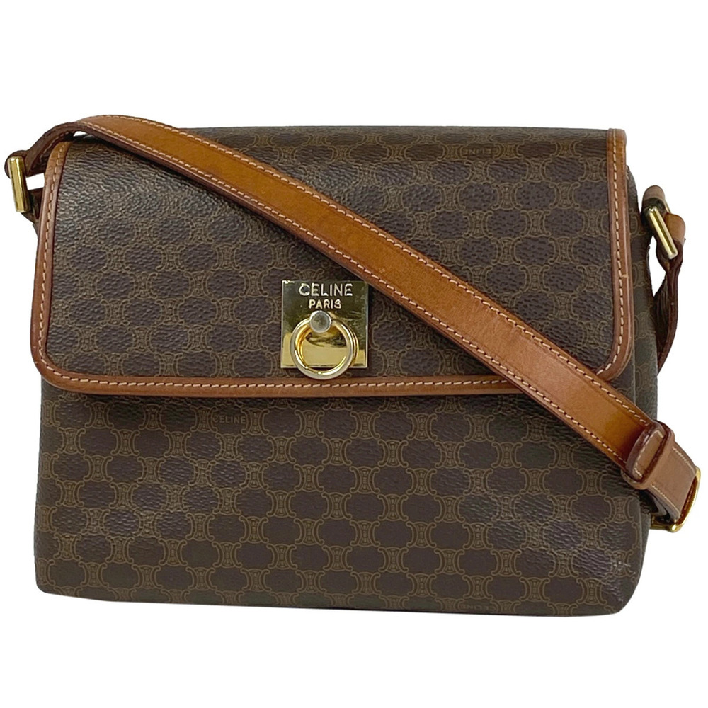 Celine Macadam shoulder bag crossbody all over logo brown